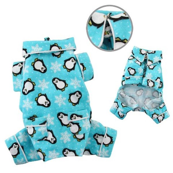 Petpath Penguins & Snowflake Flannel Pajamas With 2 Pockets; Turquoise - Extra Small PE773192